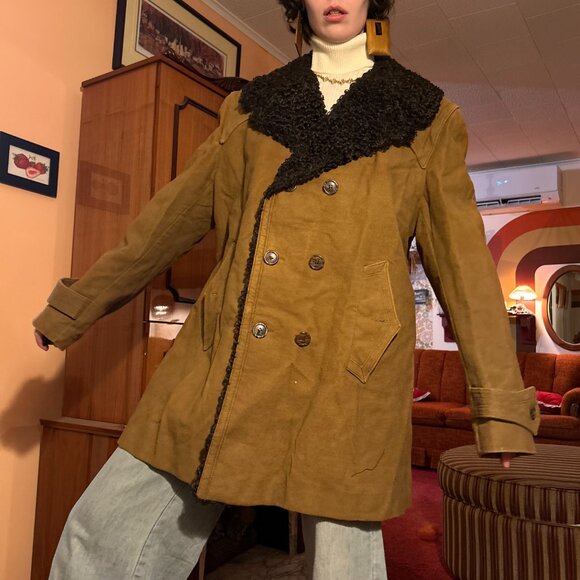 vintage Other - 1970s Made in Israel cotton rayon French Tissavel imitation fur double breasted